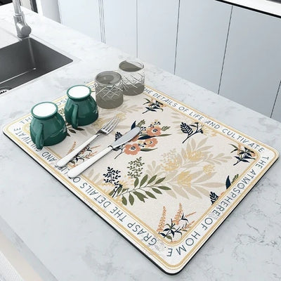 Absorbent Microfiber Dish Draining Mat