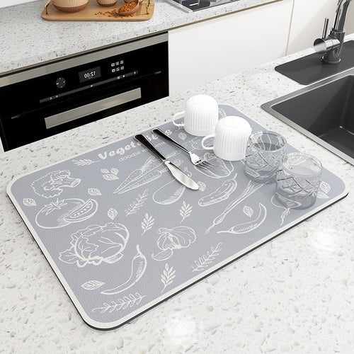 Absorbent Microfiber Dish Draining Mat