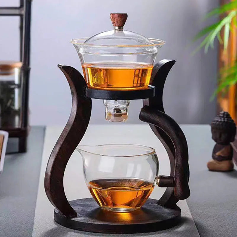 Automatic Rotating Glass Tea Set