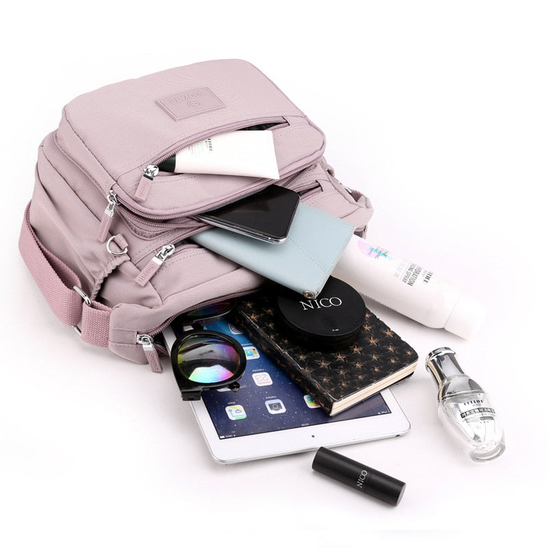 Compact Water-Resistant Nylon Bag with Zip Fastening