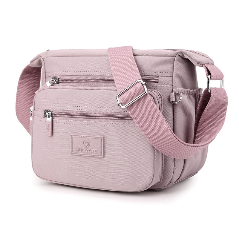 Compact Water-Resistant Nylon Bag with Zip Fastening