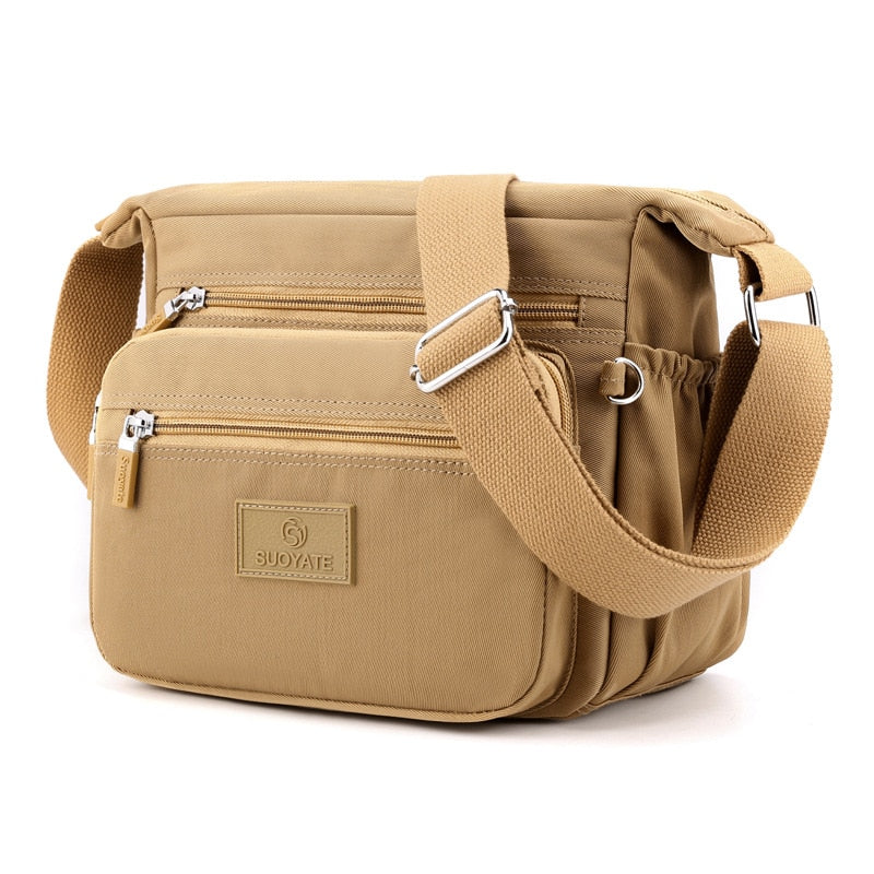 Compact Water-Resistant Nylon Bag with Zip Fastening