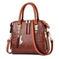 Women's Leather Bag with Crocodile Design