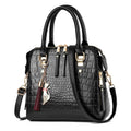 Women's Leather Bag with Crocodile Design