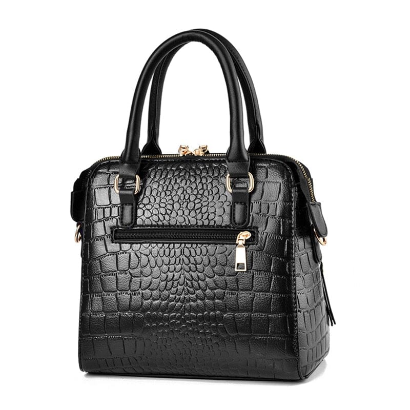 Women's Leather Bag with Crocodile Design