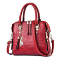 Women's Leather Bag with Crocodile Design