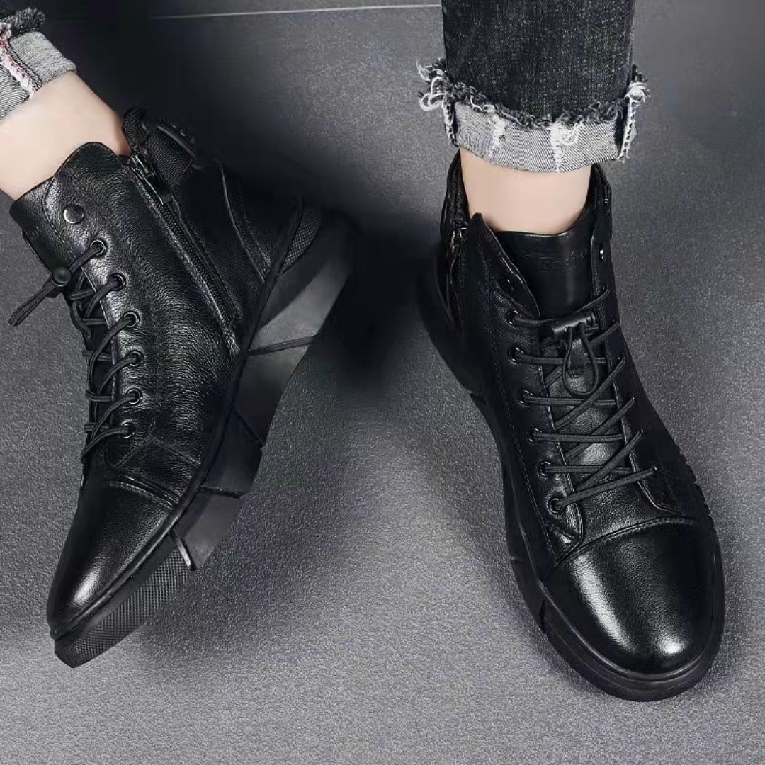 Men's Leather Combat Boot - UrbanStyle