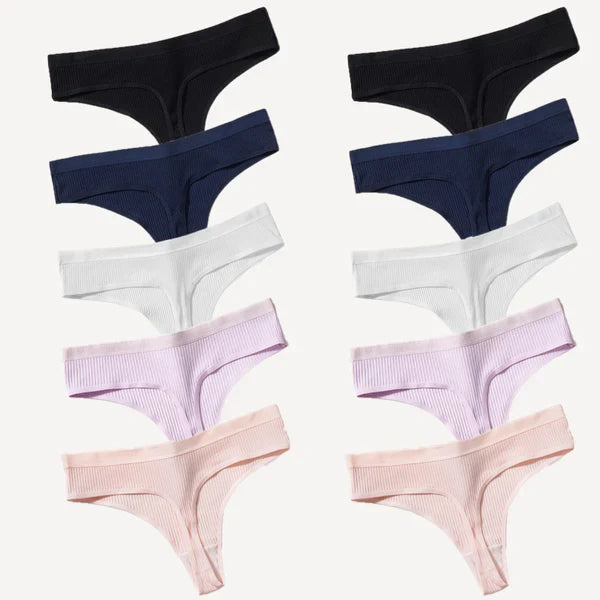 Seamless Cotton Thong Knickers - Buy 5 Get 10