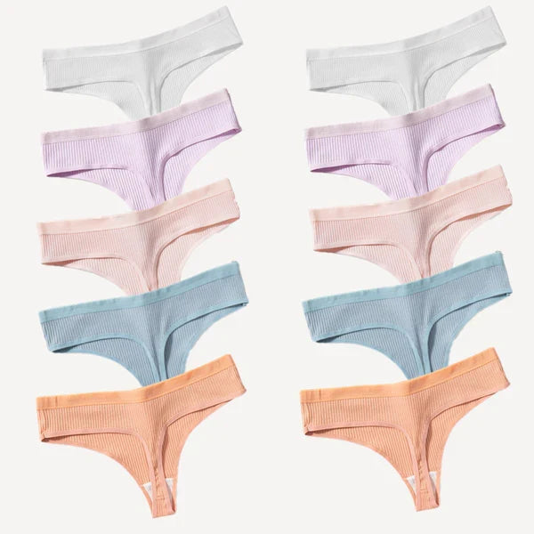 Seamless Cotton Thong Knickers - Buy 5 Get 10