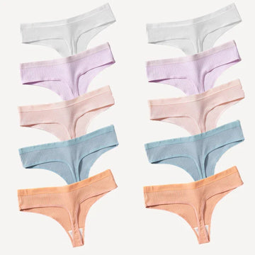 Seamless Cotton Thong Knickers - Buy 5 Get 10