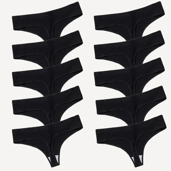Seamless Cotton Thong Knickers - Buy 5 Get 10