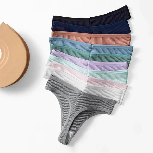 Seamless Cotton Thong Knickers - Buy 5 Get 10