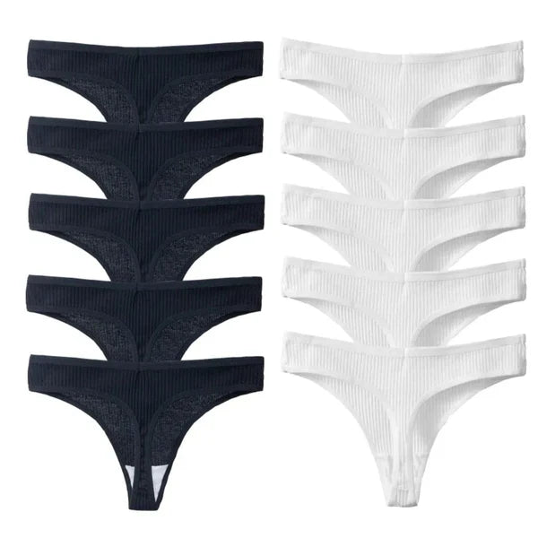 Seamless Cotton Thong Knickers - Buy 5 Get 10