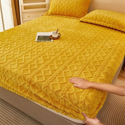 Padded Velvet Winter Mattress Cover