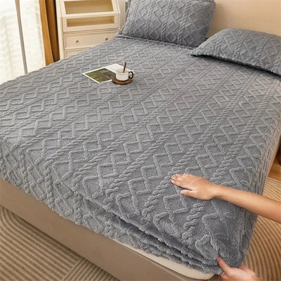 Padded Velvet Winter Mattress Cover