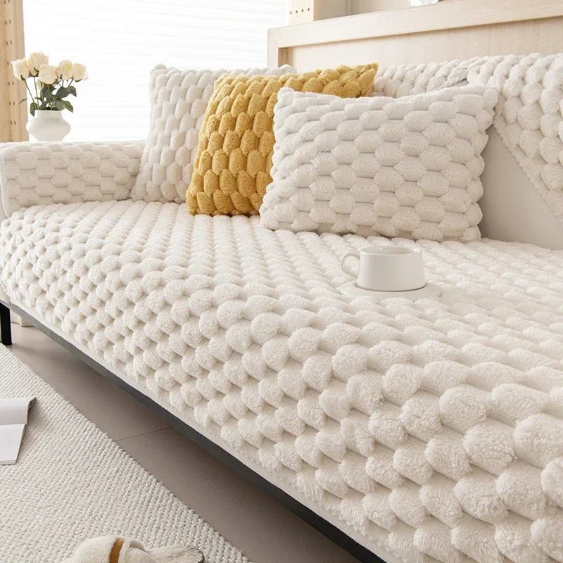 Non-Slip Plush Winter Sofa Cover