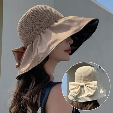 Women's Wide-Brim Beach Hat with UV Protection - CoolShade