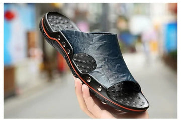 Orthopaedic Leather Slipper with Non-Slip Sole
