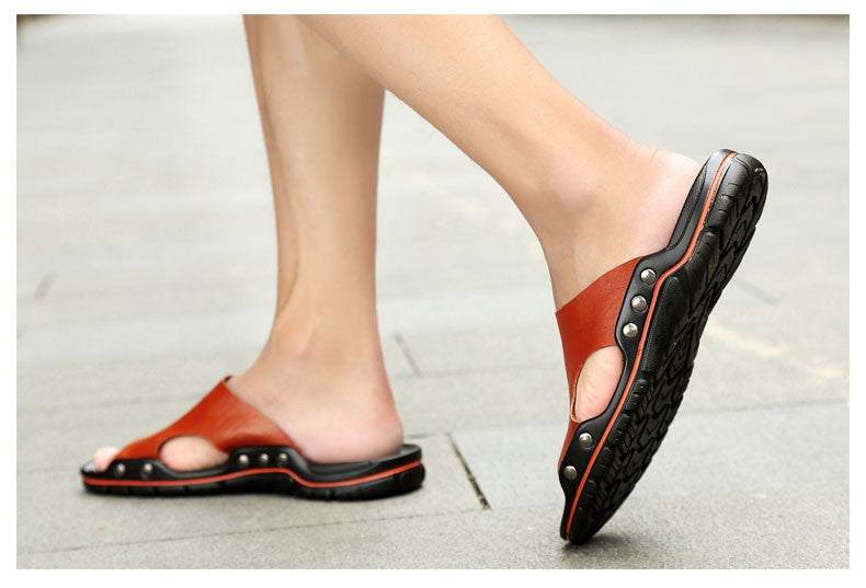 Orthopaedic Leather Slipper with Non-Slip Sole