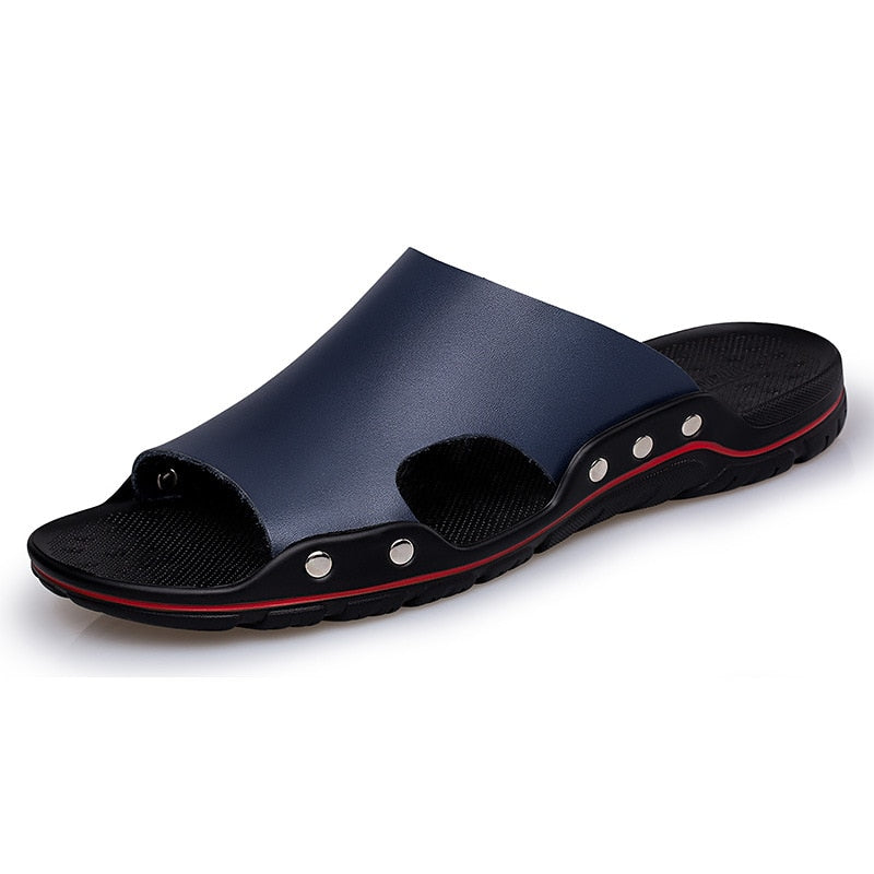Orthopaedic Leather Slipper with Non-Slip Sole