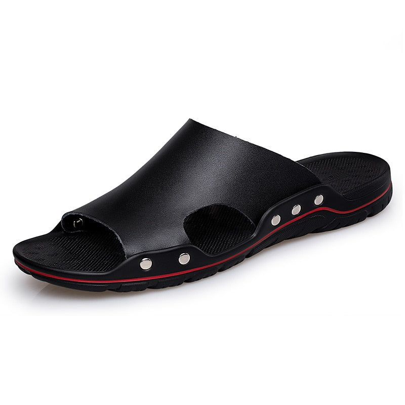 Orthopaedic Leather Slipper with Non-Slip Sole