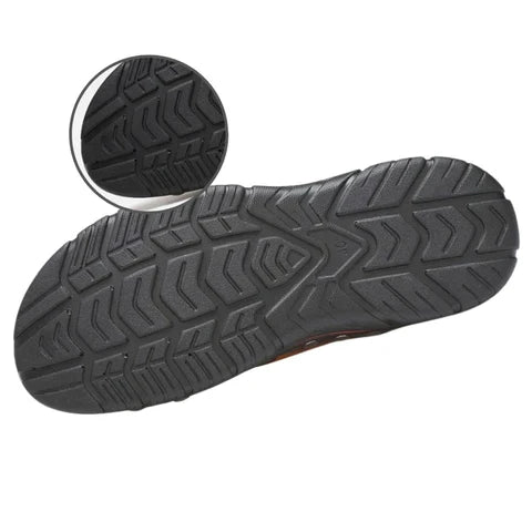 Orthopaedic Leather Slipper with Non-Slip Sole