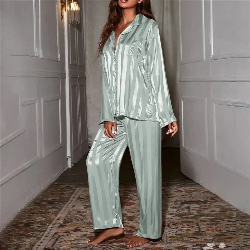 Women's Long Silk Pyjama Set - Starlight