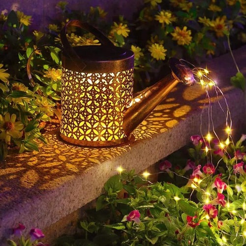 Solar LED Watering Can Garden Decoration