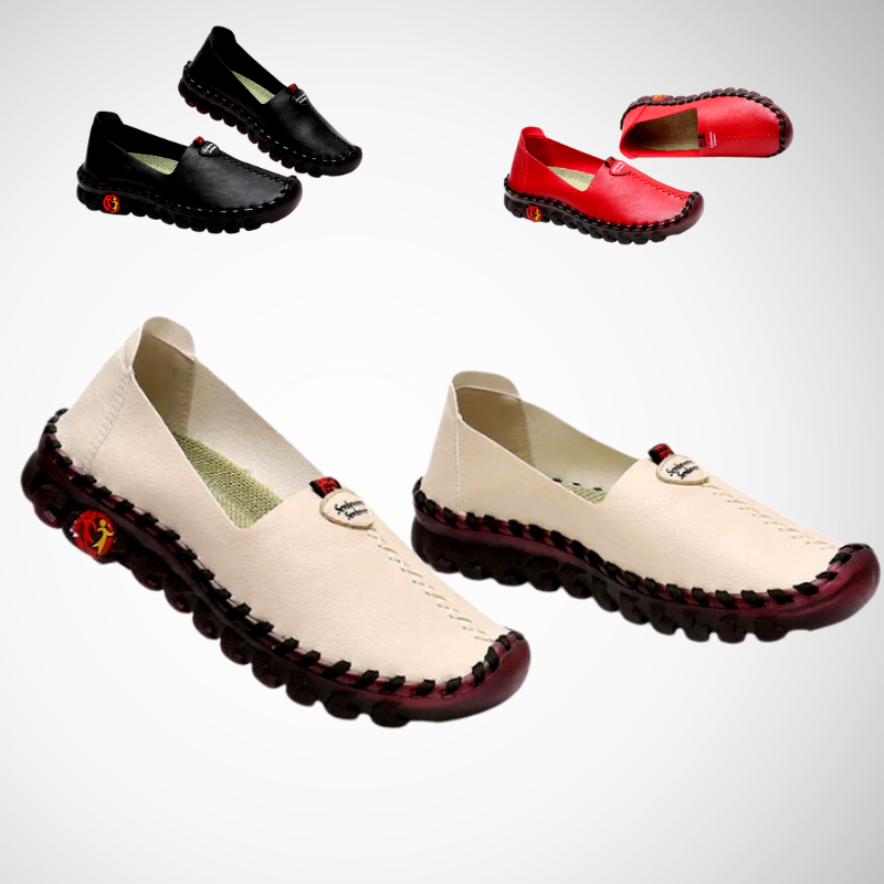 Leather Orthopaedic Flat Shoe with Non-Slip Sole