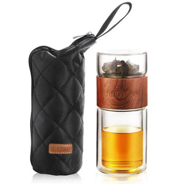 Double Glass Tea Infuser Bottle with Filter | GreenSip