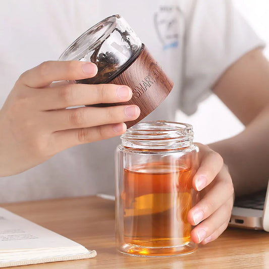 Double Glass Tea Infuser Bottle with Filter | GreenSip