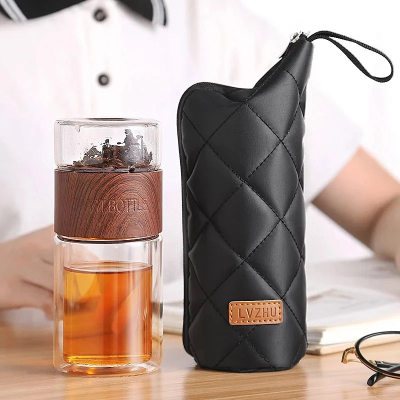 Double Glass Tea Infuser Bottle with Filter | GreenSip