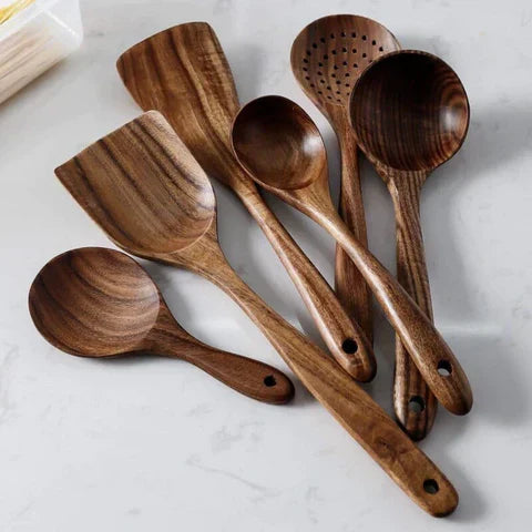  Eco-friendly Wooden Kitchen Utensils Kit