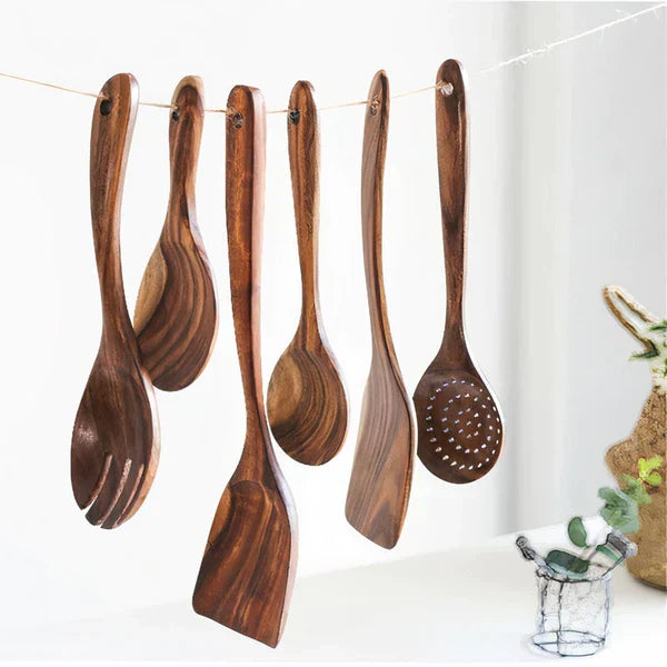  Eco-friendly Wooden Kitchen Utensils Kit