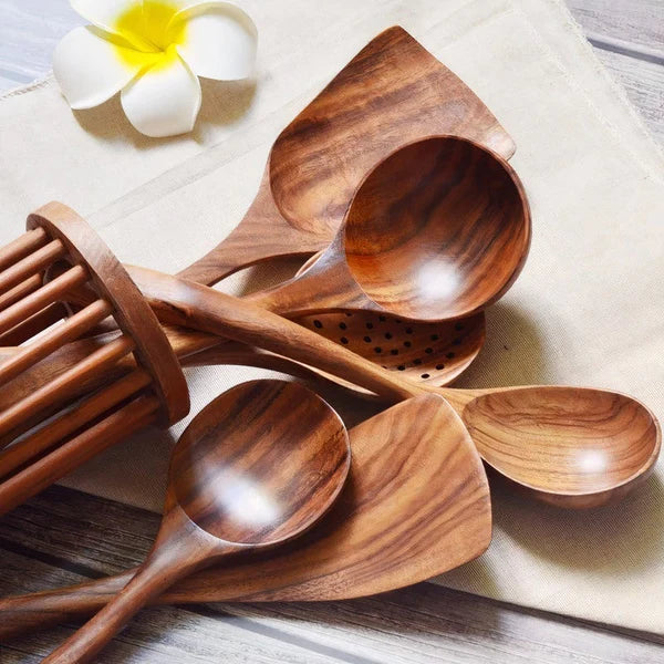  Eco-friendly Wooden Kitchen Utensils Kit