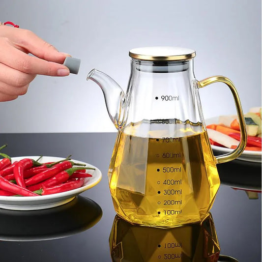 Glass Bottle with Handle and Lid
