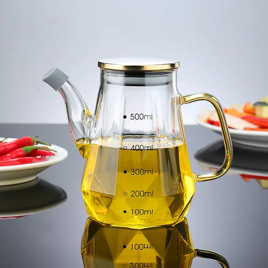 Glass Bottle with Handle and Lid