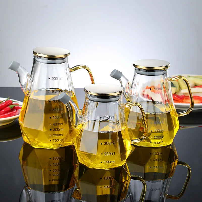 Glass Bottle with Handle and Lid