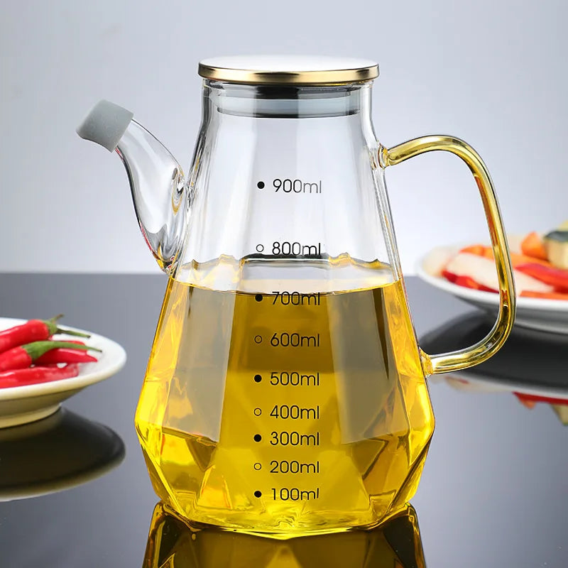 Glass Bottle with Handle and Lid