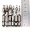 Kit of 6 Titanium Steel 2-in-1 Drill Bits - Drills and Taps Threads
