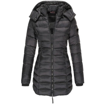 Women's Long Hooded Puffer Jacket - WinterGlam