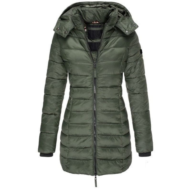 Women's Long Hooded Puffer Jacket - WinterGlam