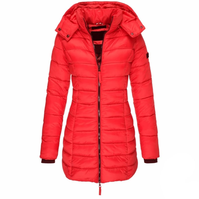 Women's Long Hooded Puffer Jacket - WinterGlam