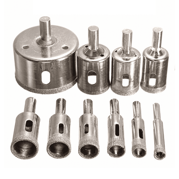 Kit of 10 Diamond Drill Hole Saw Bits