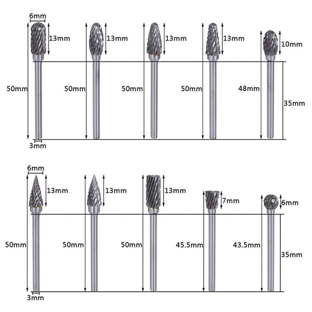 10-Piece Rotary Burr Bit Set