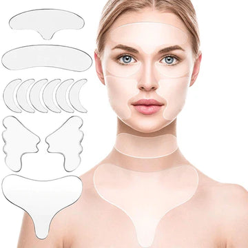 Kit of 16 Reusable Wrinkle and Fine Line Patches - Face, Neck and Chest