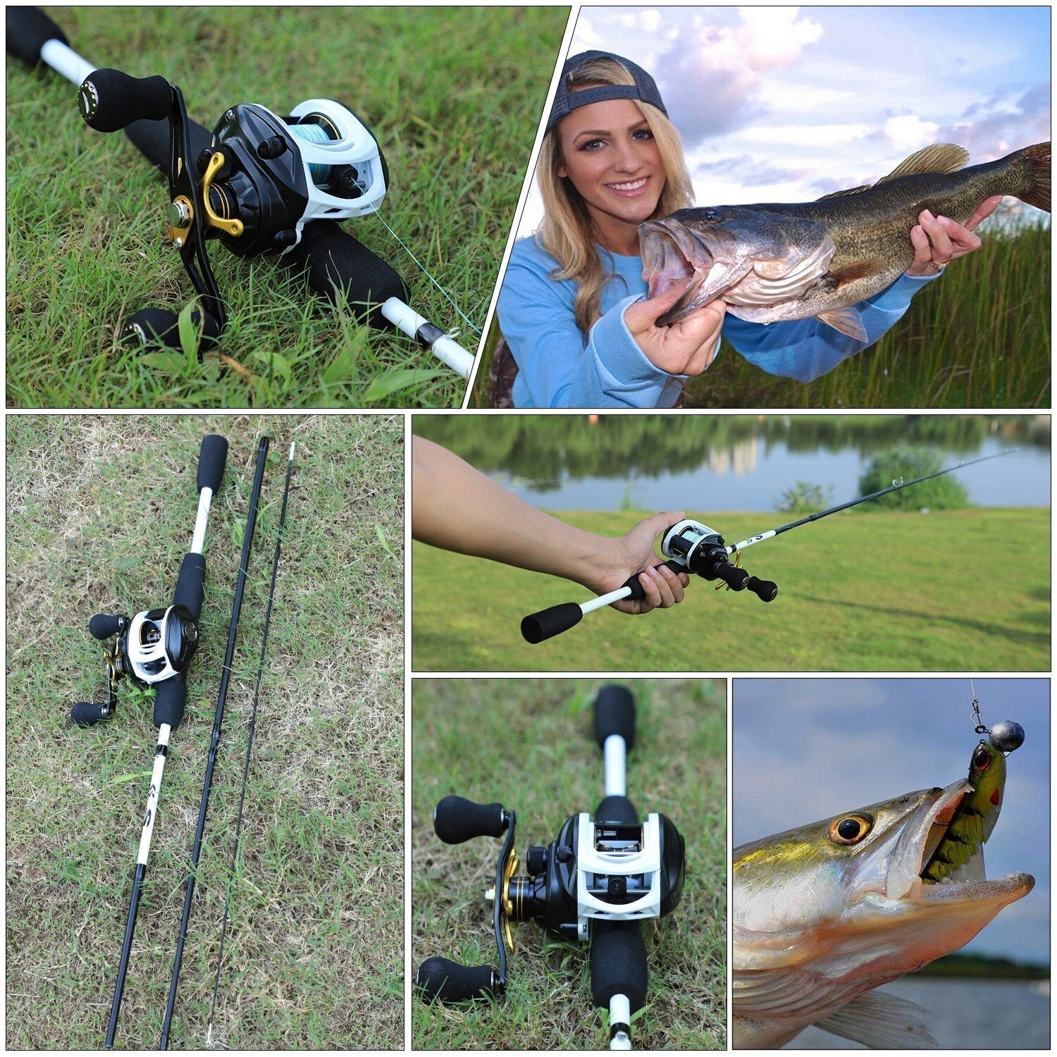 Premium Baitcasting Reel Kit 10 Bearings + Premium Rod