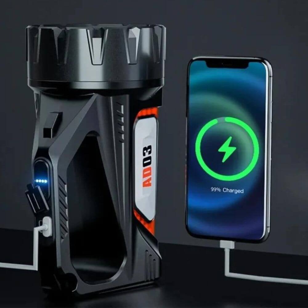 Rechargeable Solar-Powered Torch with Built-In Power Bank