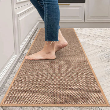 Long Anti-slip Natural Linen Kitchen Mat 