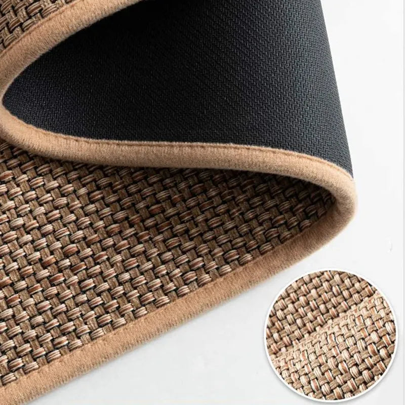 Long Anti-slip Natural Linen Kitchen Mat 